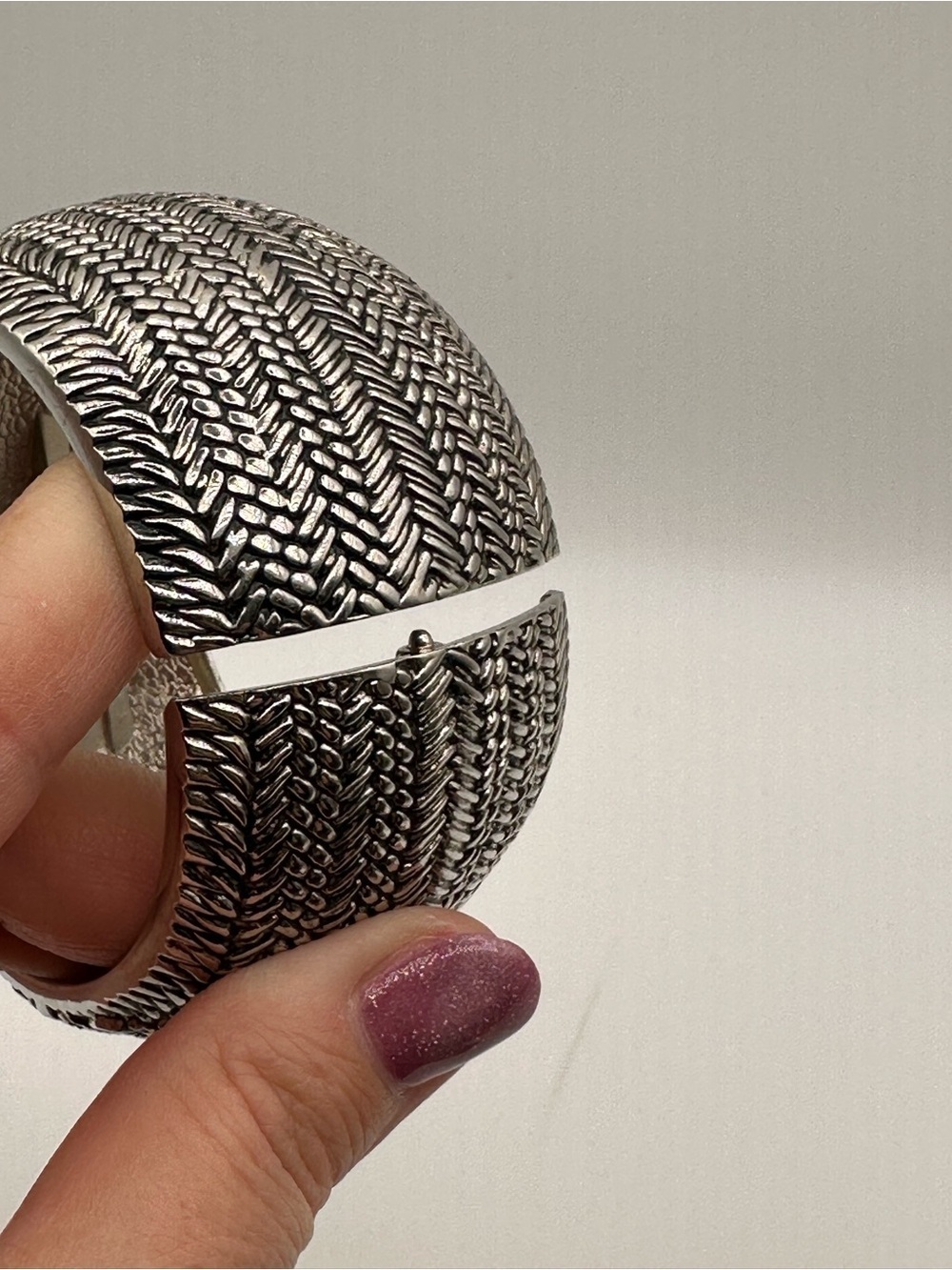 Ornate Silver-Tone Floral Cuff Bracelet - Picture 3 of 5